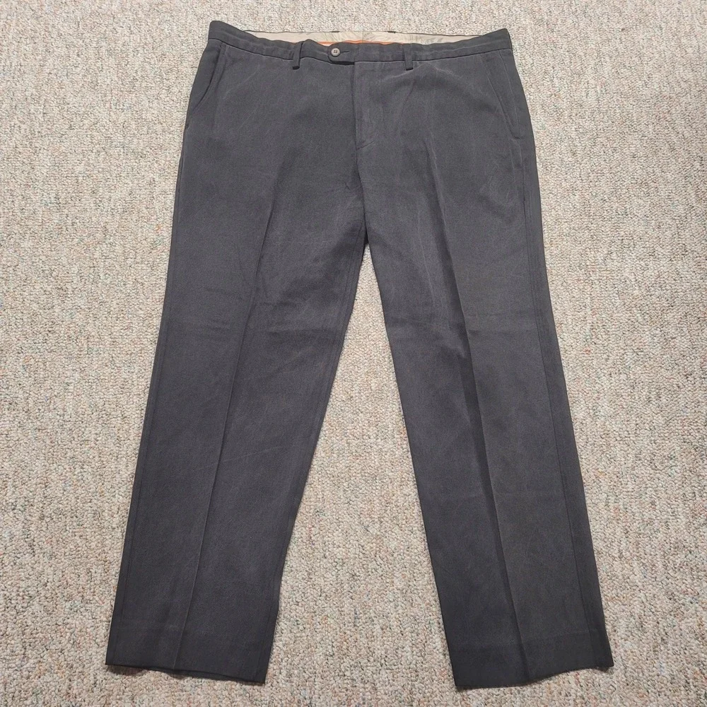 Tommy Bahama Silk Cotton Pants Mens 40x30 Gray Flat Front Trousers Luxury Resort